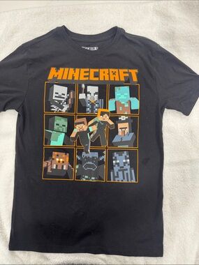Minecraft Black Short Sleeve Kids Tee with Character Grid